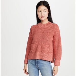 Alex Mill Hank Rib Cotton Linen Blend Sweater in Orange Small